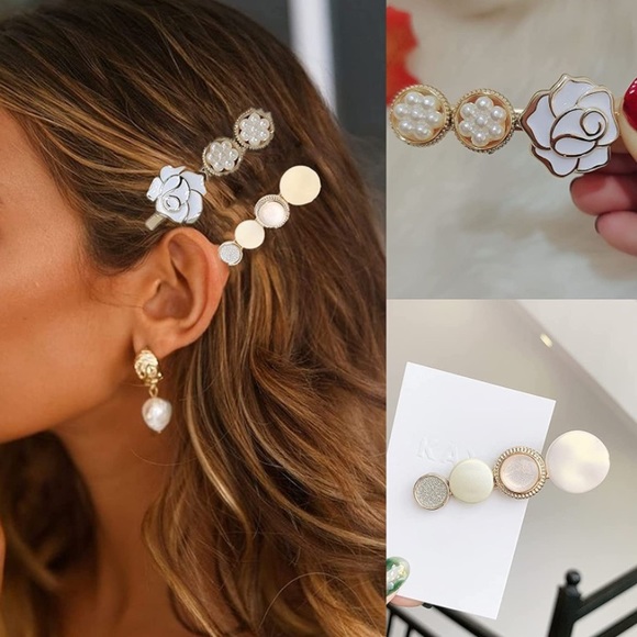 5 Pcs Pearl Acrylic Barrette Hair Clips - Picture 4 of 5